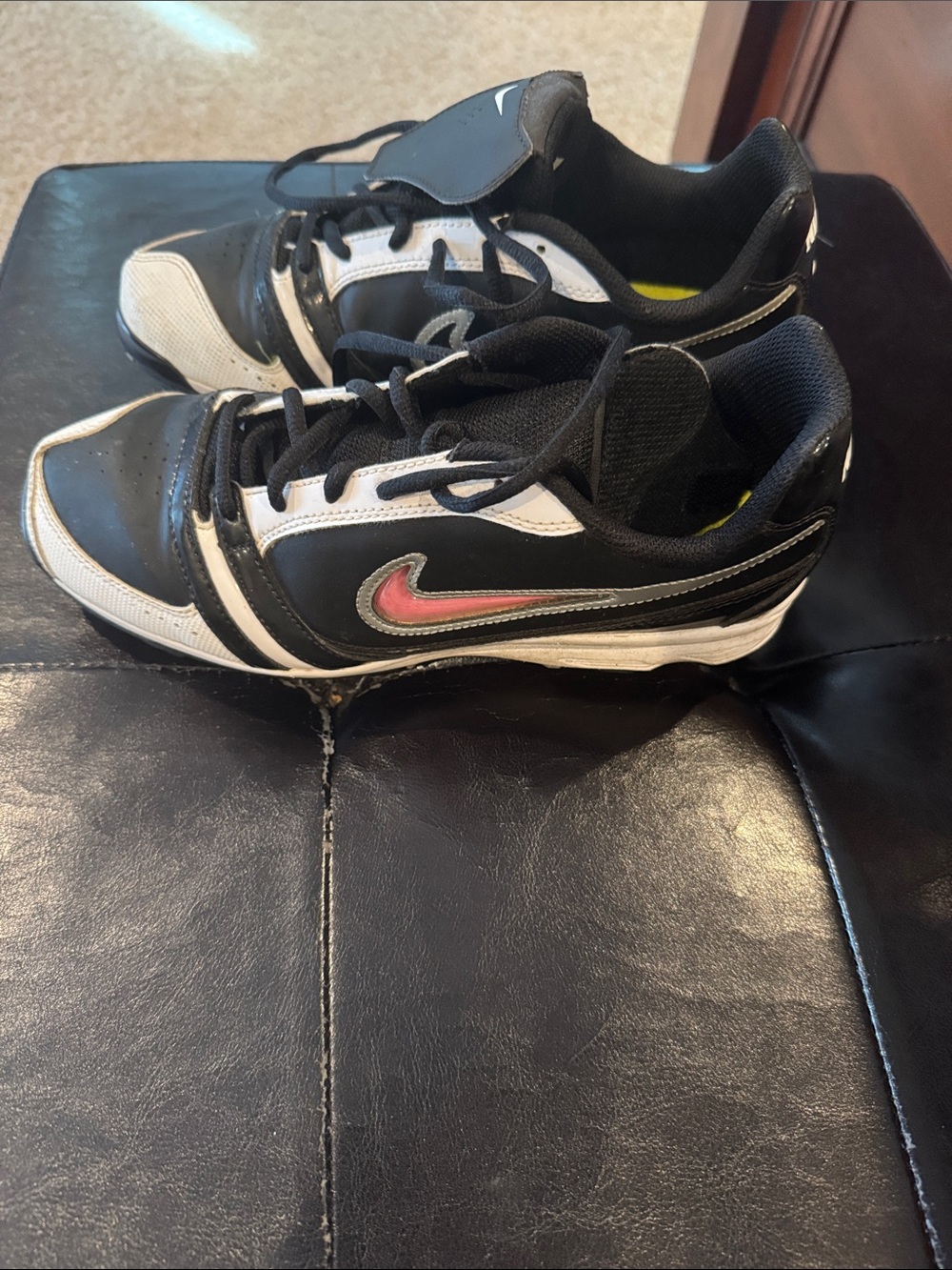 Nike Black & White Athletic Shoes with Pink Swoosh